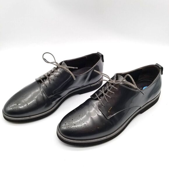 AGL Attilio Giusti Leombruni Women Oxfords  Shoes Size 6.5  Gray Patent Leather - Picture 1 of 8